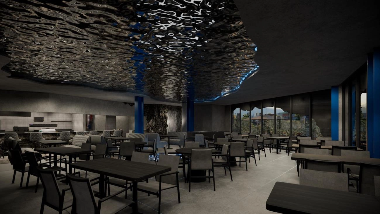 Modern Restaurant Art Ceiling Interior RAW Design